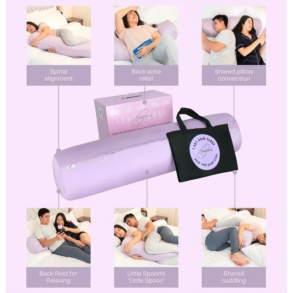 SleepStick‎ Fiber Core Body Pillow Lavender Dream Lyocell Case 39.5x16.5 New